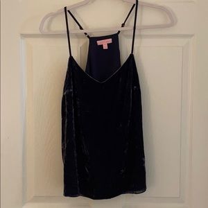 Lilly Pulitzer crushed velvet navy blue tank top